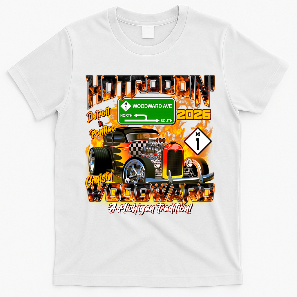 2026 Hot Rod Firestorm: Cruisin’ Woodward Ave M1 T-Shirt - White