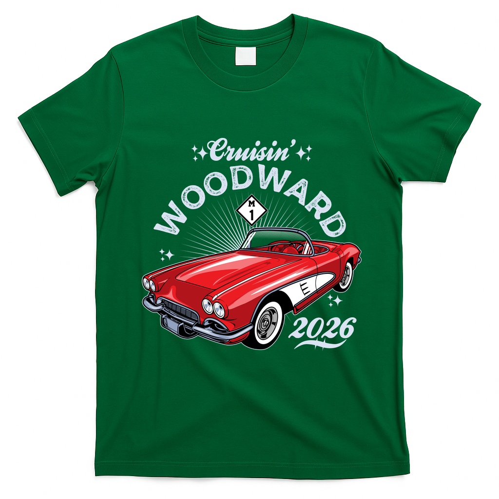 2026 Cruisin’ Woodward Ave Red 1961 Vette  T-Shirt - Irish Green