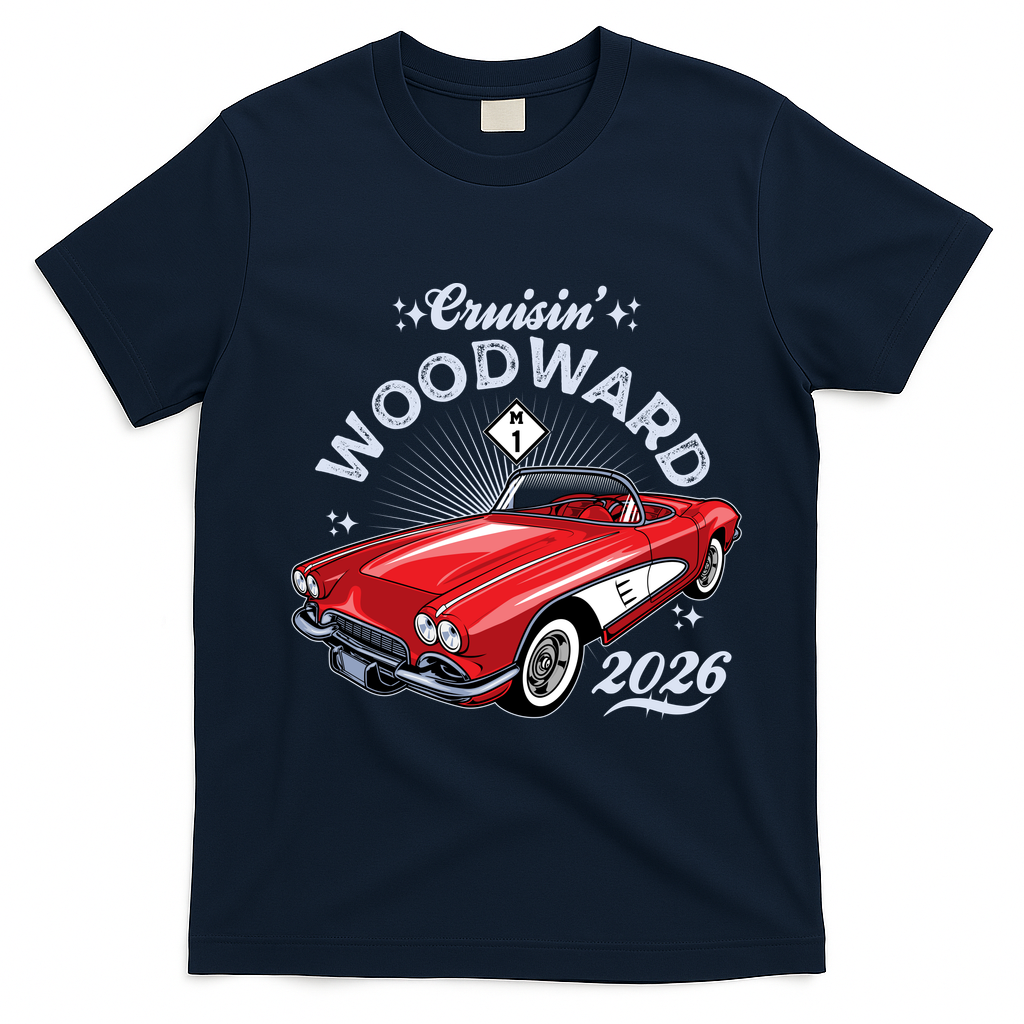 2026 Cruisin’ Woodward Ave Red 1961 Vette  T-Shirt - Navy Blue