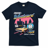 2026 Made In Motor City: Yellow Cadi Nights Woodward Ave T-Shirt - Navy Blue