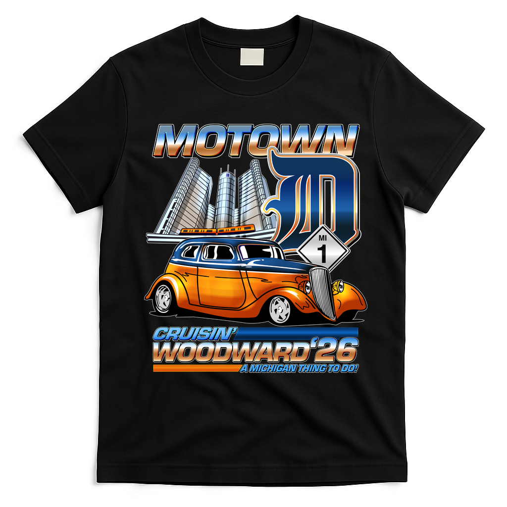 2026 Crusing Woodward D Motown A Michigan Tradition T-Shirt - Black