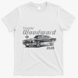 2026 Woodward Ave Car Cruise Sketch T-Shirt - White