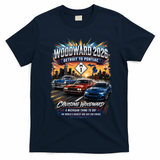 Cruising Woodward 2026 Detroit to Pontiac Car Event T-Shirt - Navy Blue