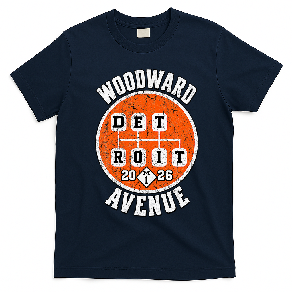Detroit In Gear – Woodward Avenue M1 2026 T-Shirt - Navy Blue