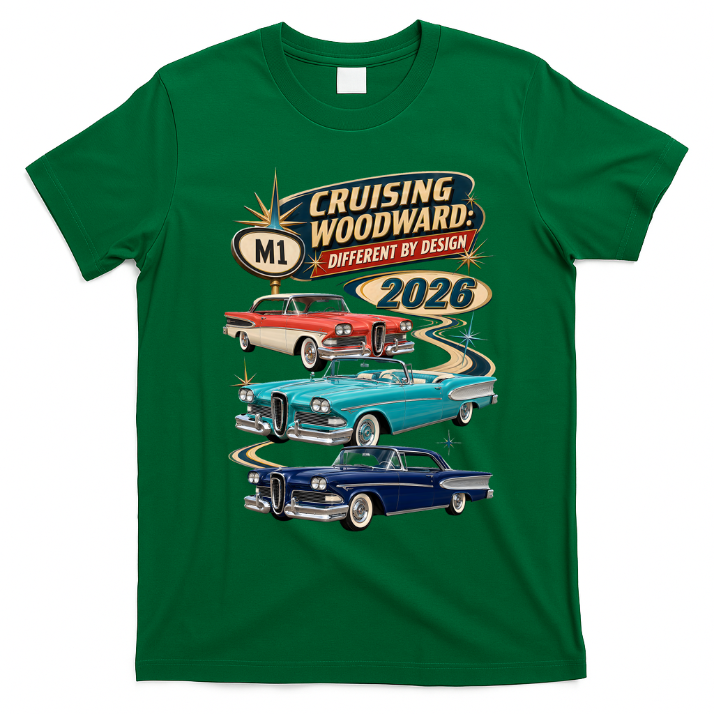 Different By Design 2026 Cruising Woodward M1  T-Shirt - Irish Green