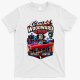 Cruisin' Woodward 1969 Detroit to Pontiac Vintage Car Artwork T-Shirt - White