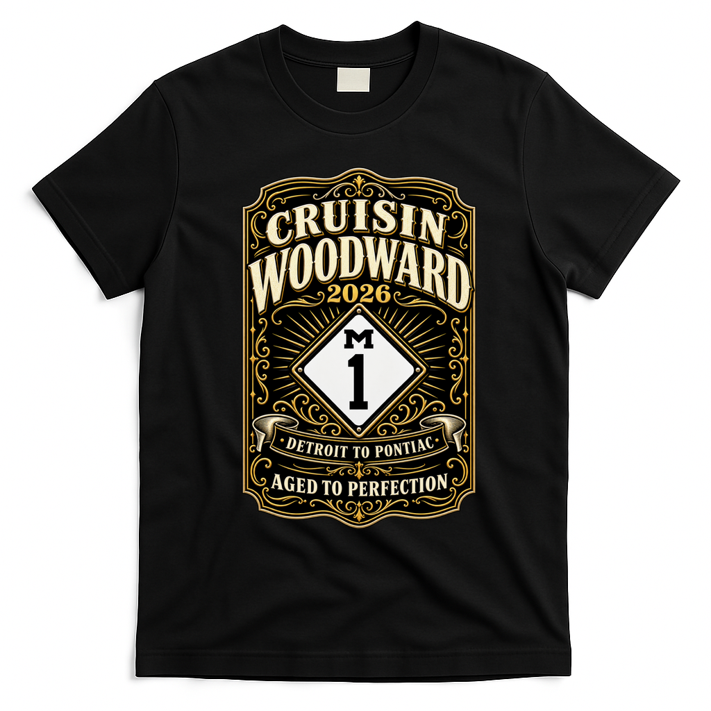 Aged To Perfection 2026 Woodward M1 Car Cruise T-Shirt - Black
