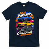 2026 CRUISING WOODWARD THREE MUSCLE LEGENDS T-Shirt - Navy Blue