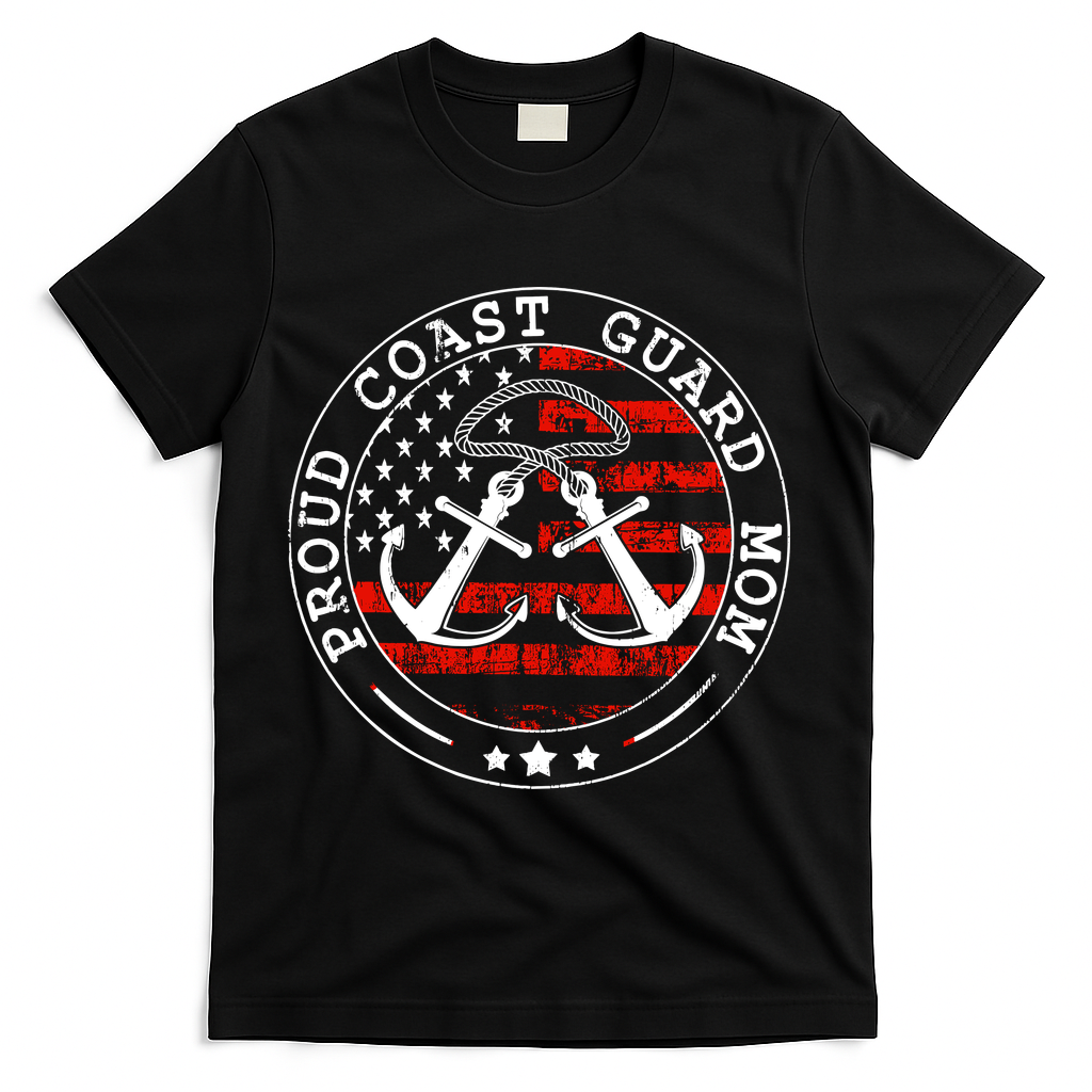 Wo Proud Coast Guard Mom Us Military Mothers Day Wo T-Shirt - Black