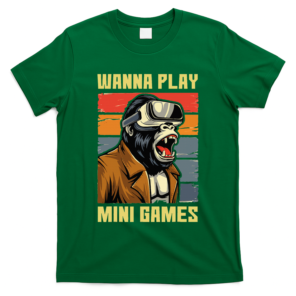 Wanna Play Mini Games Gorilla Monke Tag Gorilla Vr Gamer T-Shirt