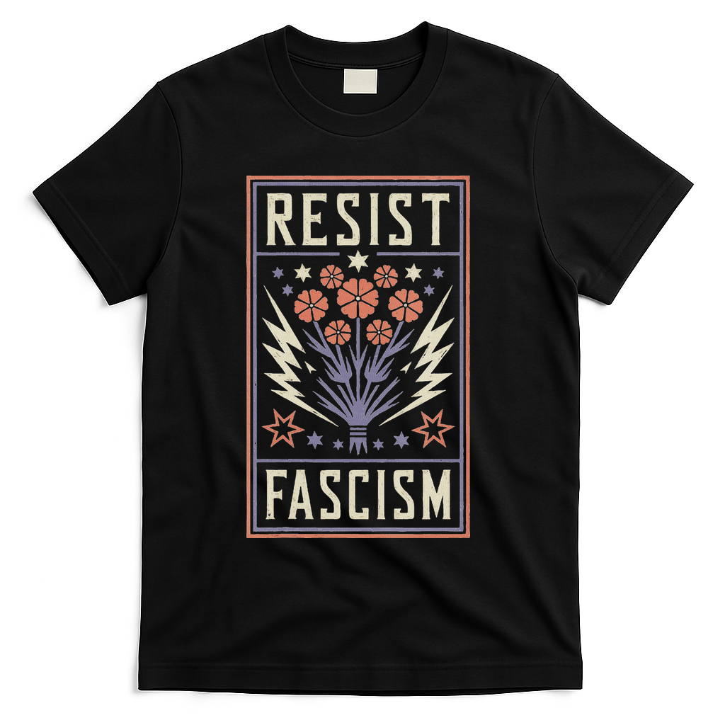 Womens Resist Fascism Protest Trump Anti Trump T-Shirt - Black