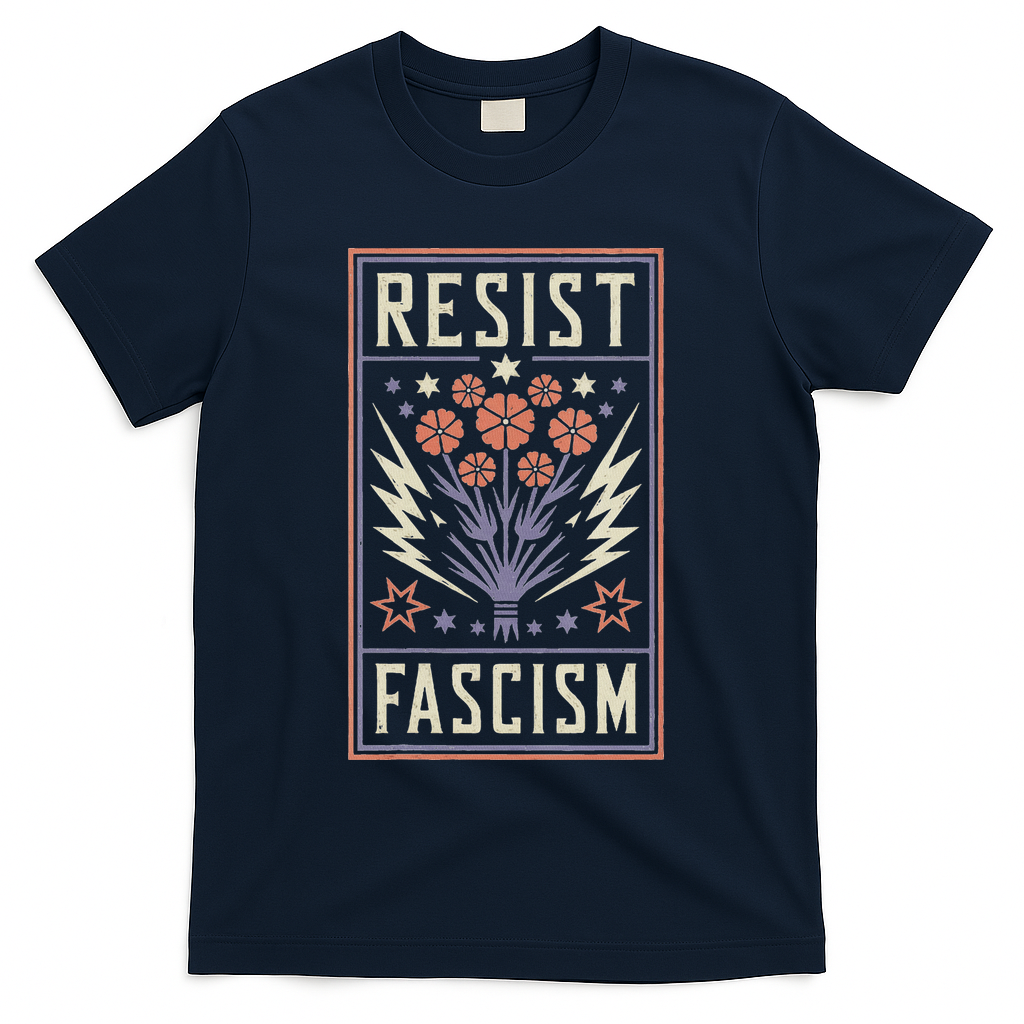 Womens Resist Fascism Protest Trump Anti Trump T-Shirt - Navy