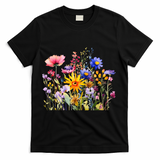 Wildflower Summer Flowers Blooming Floral Graphic T-Shirt - Black