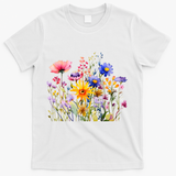 Wildflower Summer Flowers Blooming Floral Graphic T-Shirt - White