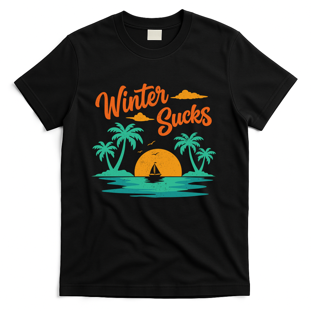 Winter Sucks Retro Sunset - Black