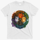 Wind Shadow River Star Thunder Sky Cat Feline Fire T-Shirt - White