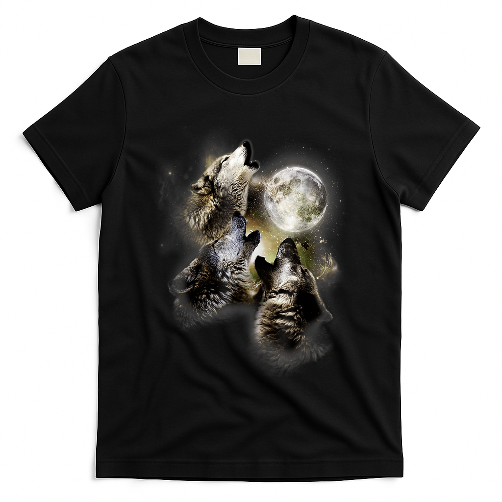 Wolf Shirt Three Wolves Moon Wolf Moon T-Shirt