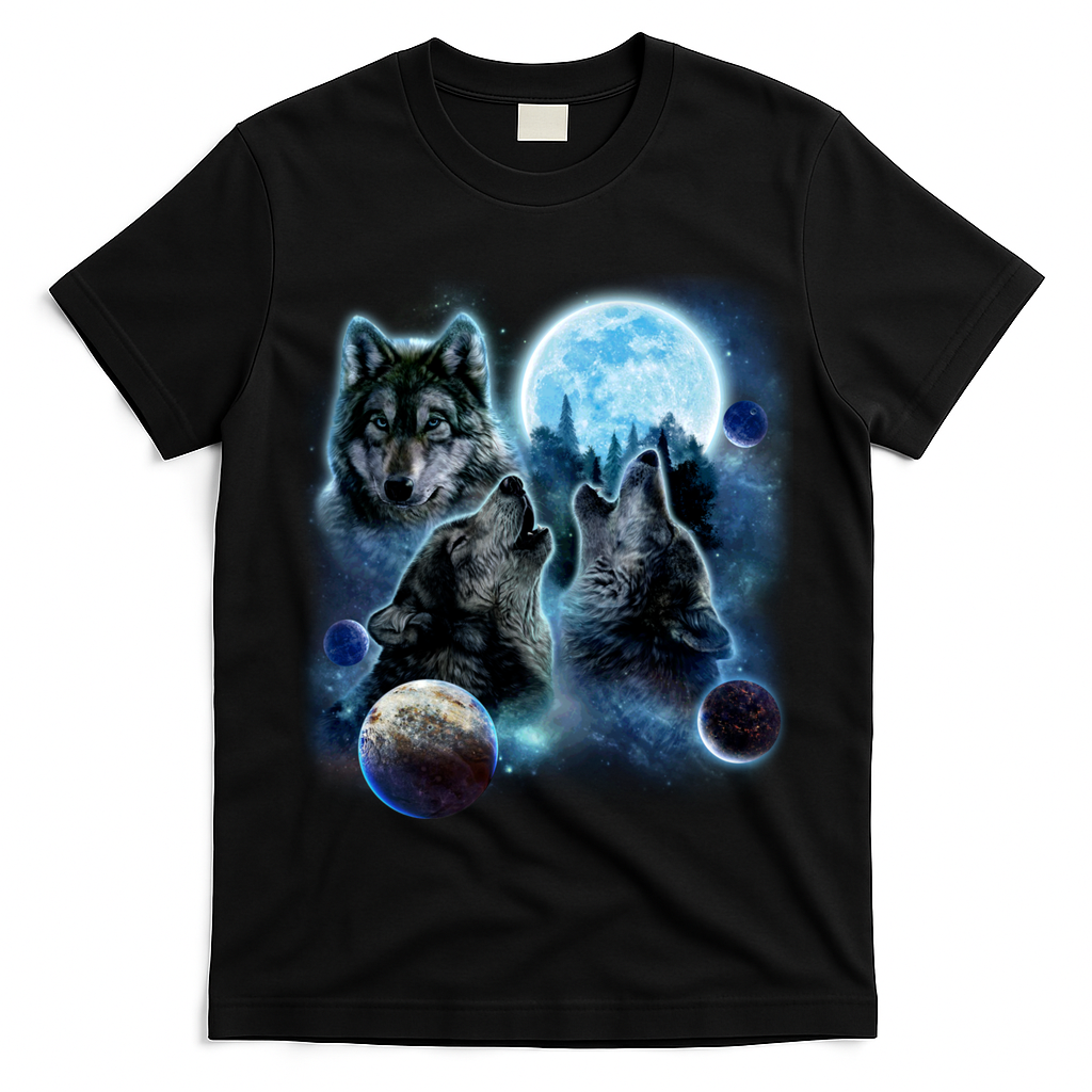 Wolf Shirt Three Wolves Moon Wolf Moon T-Shirt