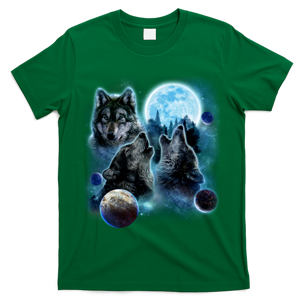 Wolf Shirt Three Wolves Moon Wolf Moon T-Shirt
