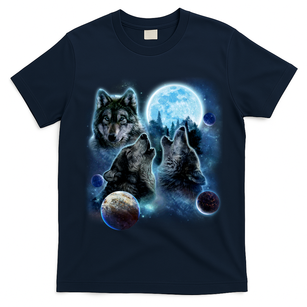 Wolf Shirt Three Wolves Moon Wolf Moon T-Shirt
