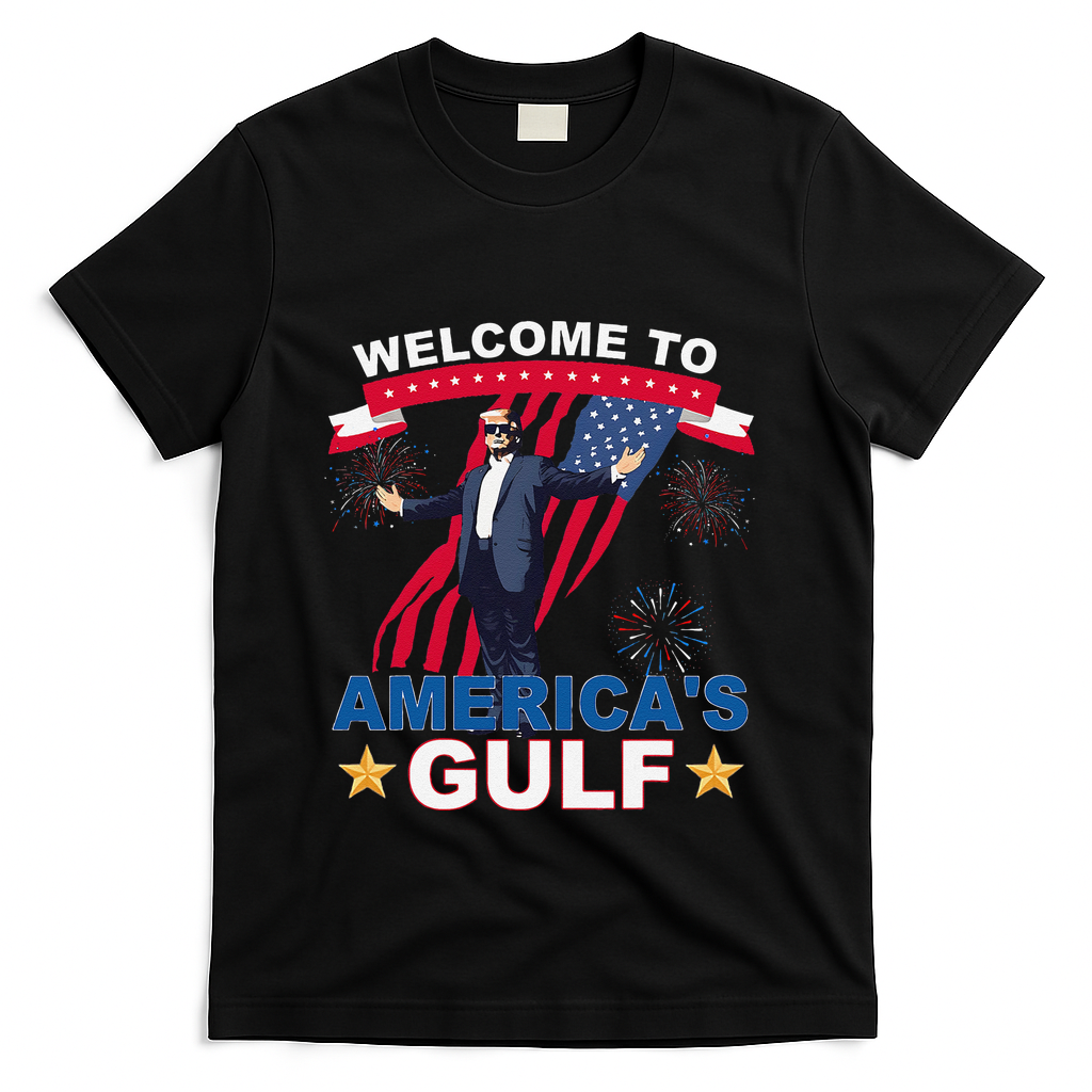 Welcome To AmericaS Gulf Mexico Funny President Trump T-Shirt - Black