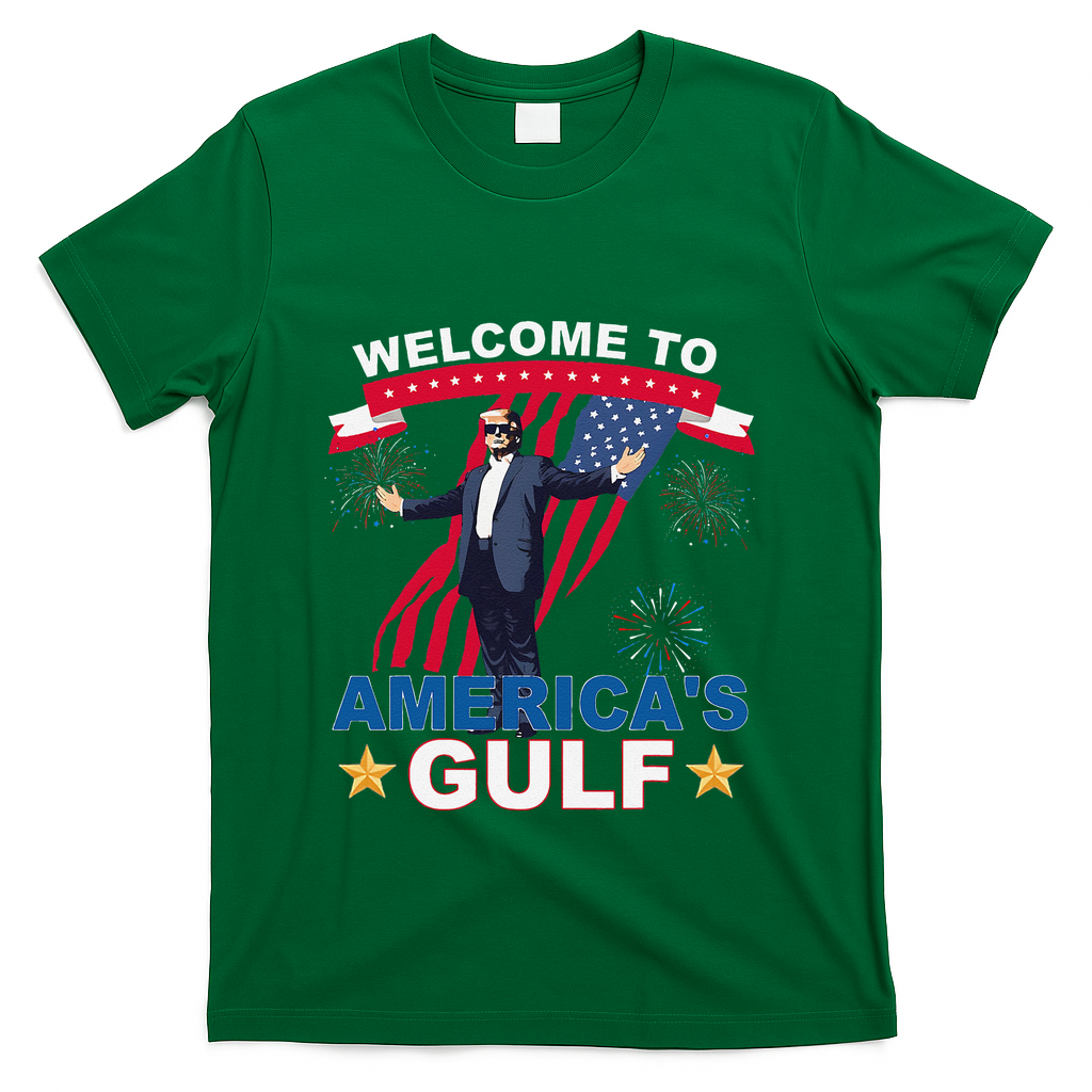 Welcome To AmericaS Gulf Mexico Funny President Trump T-Shirt - Green
