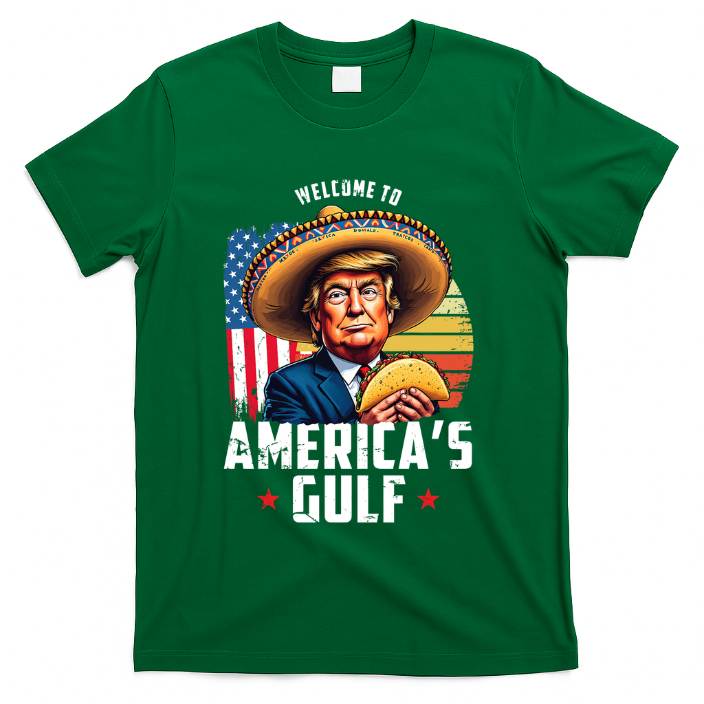 Welcome To Americas Gulf Funny Donald Trump T-Shirt - Green