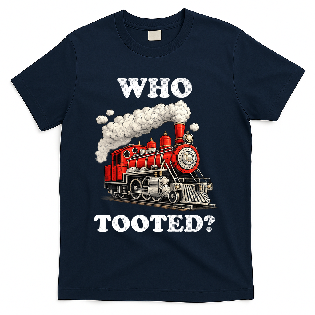 Who Tooted Funny Train T-Shirt - Navy