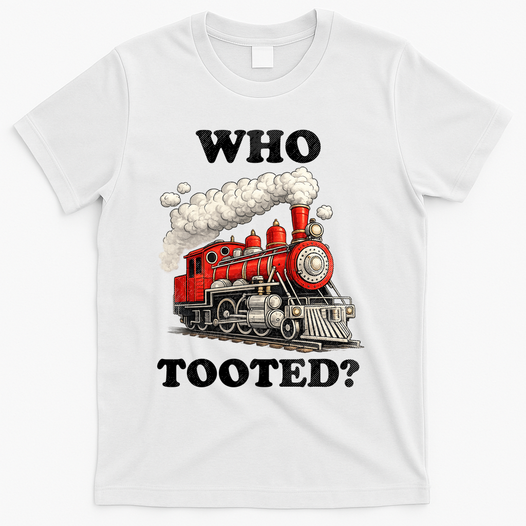 Who Tooted Funny Train T-Shirt - White