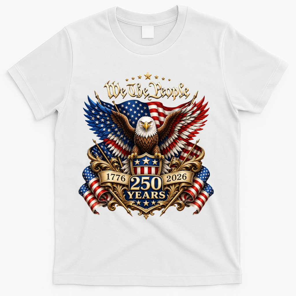 We The People Patriotic 250th Anniversary Eagle 1776-2026 T-Shirt - White