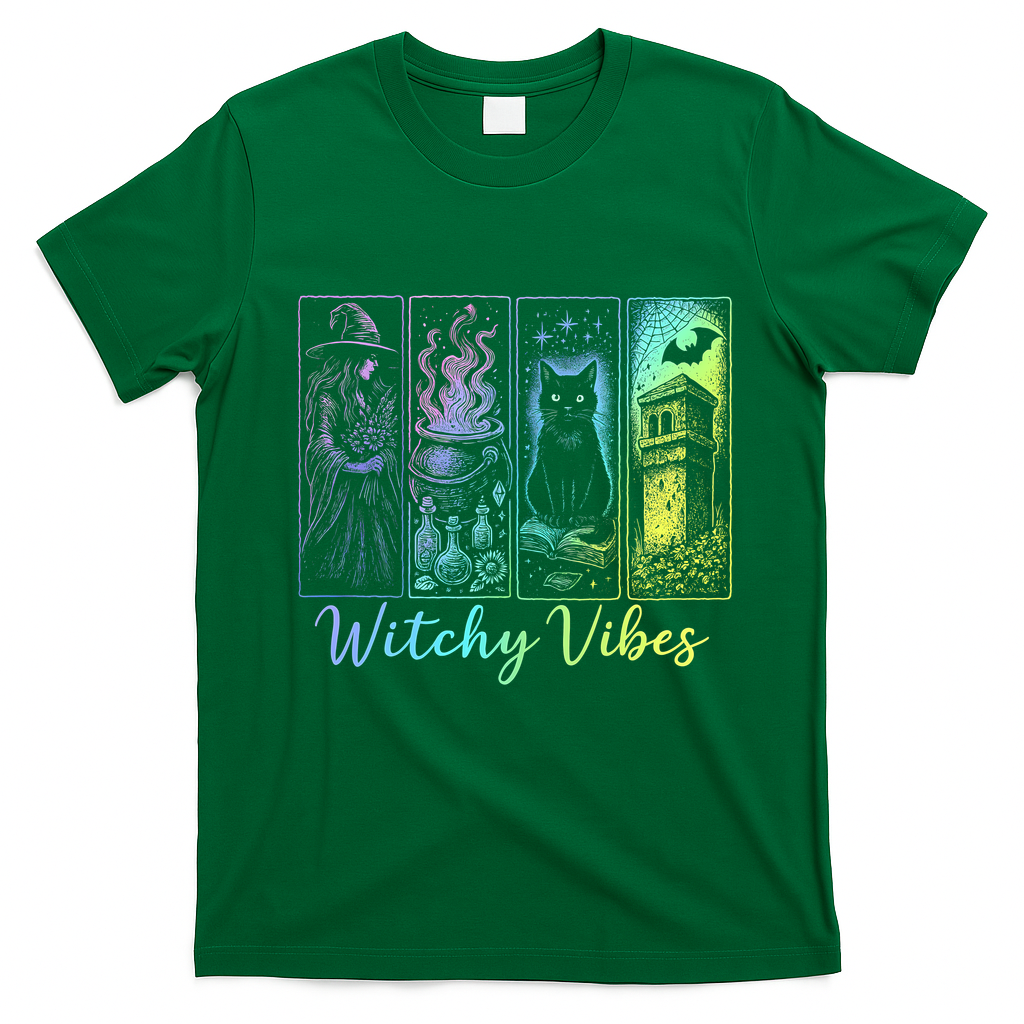 Witchy Vibes Halloween Spooky Season T-Shirt - Irish Green