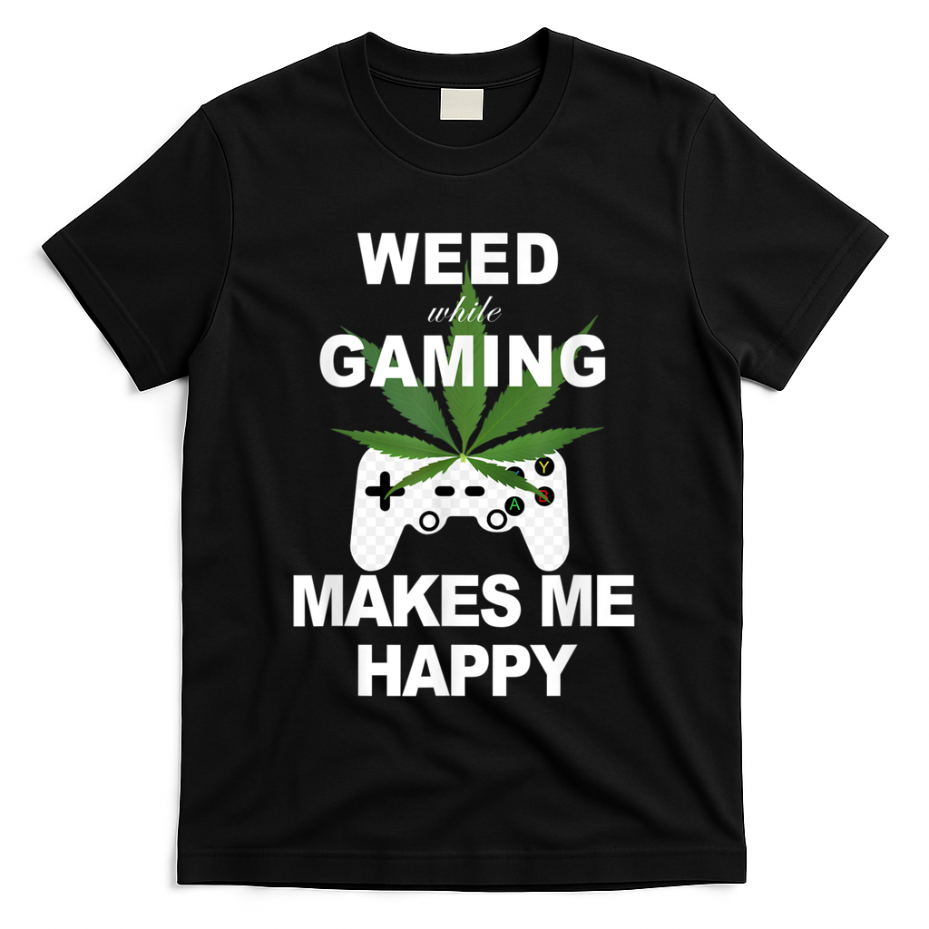 Weed While Gaming Cool Weed Lover Gamer T-Shirt