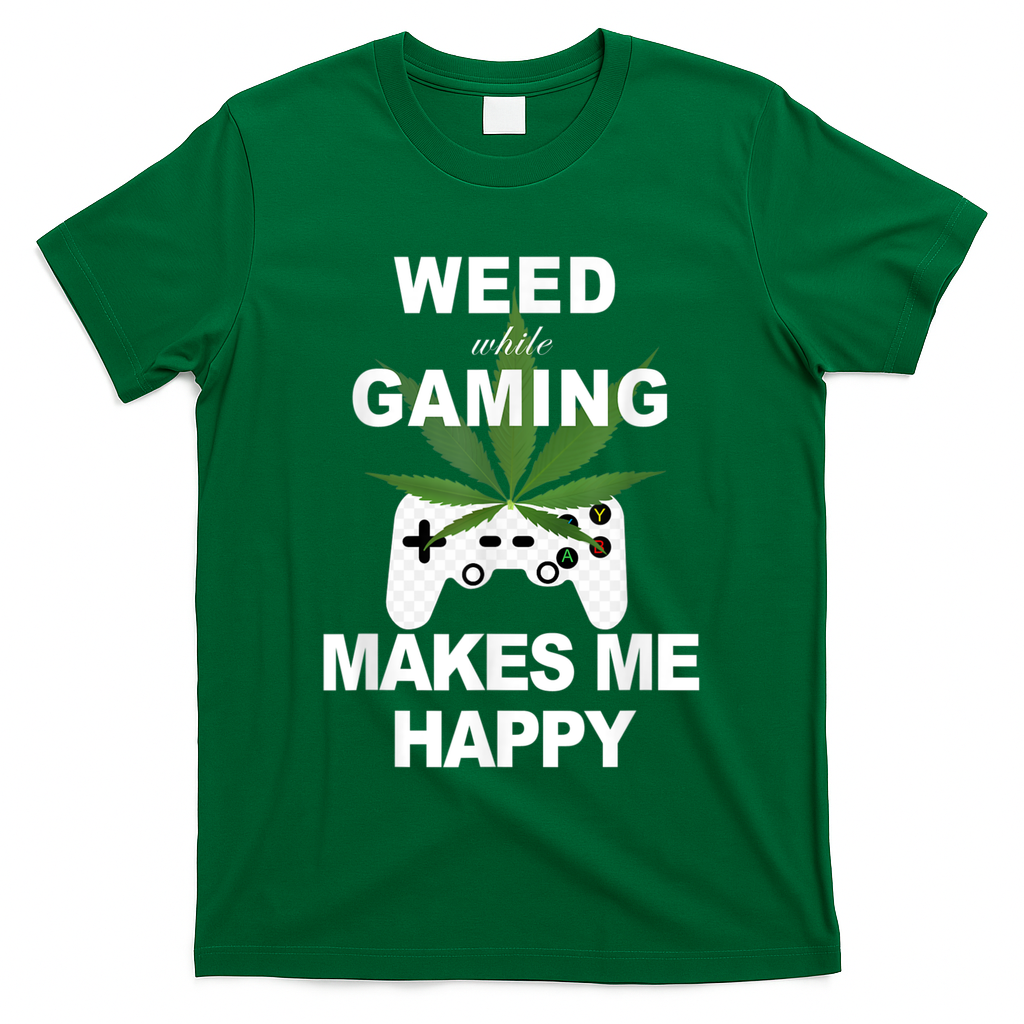 Weed While Gaming Cool Weed Lover Gamer T-Shirt