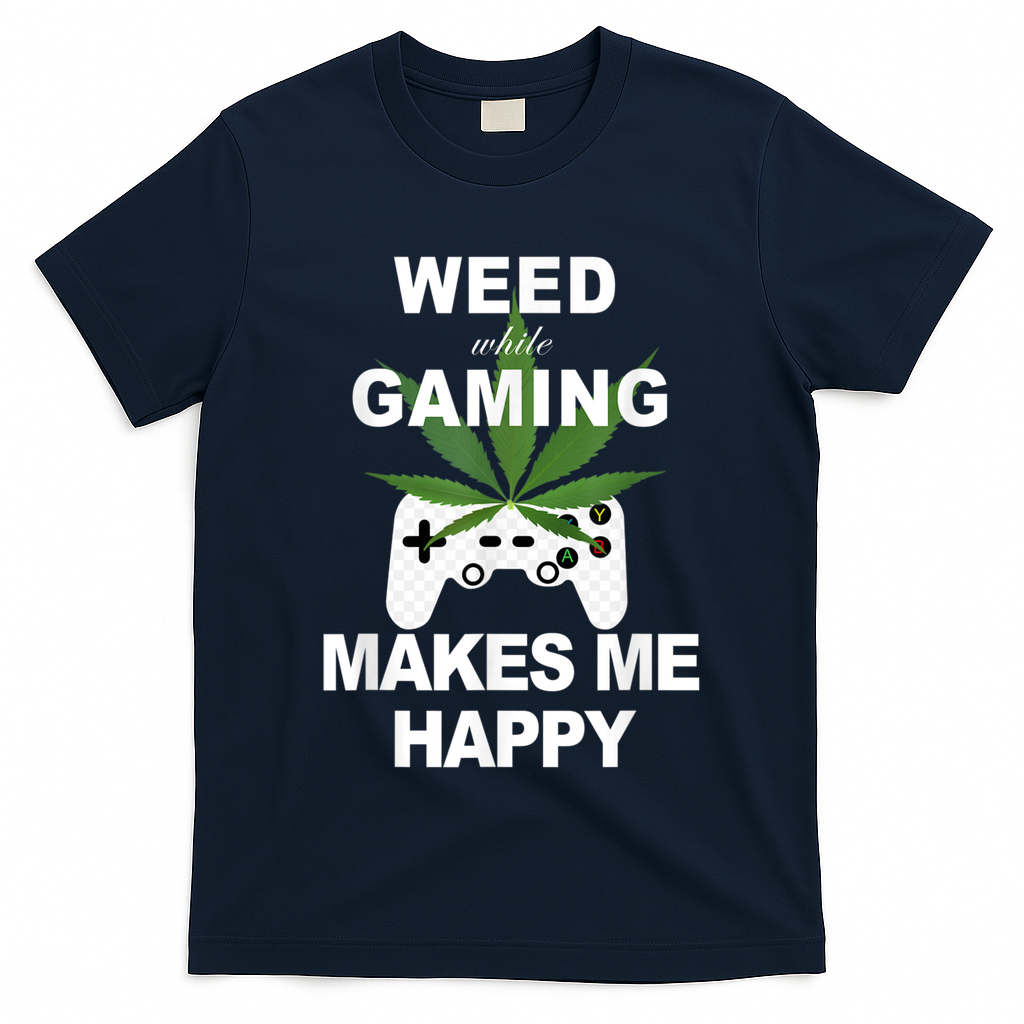 Weed While Gaming Cool Weed Lover Gamer T-Shirt