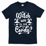 Witch Way To The Candy Cute Halloween T-Shirt - Navy Blue