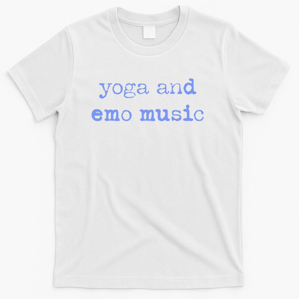 Yoga and Emo Music Grunge Typography Blue - White