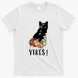 YIKES! Black Cat Vintage Flower by Tobe Fonseca - White