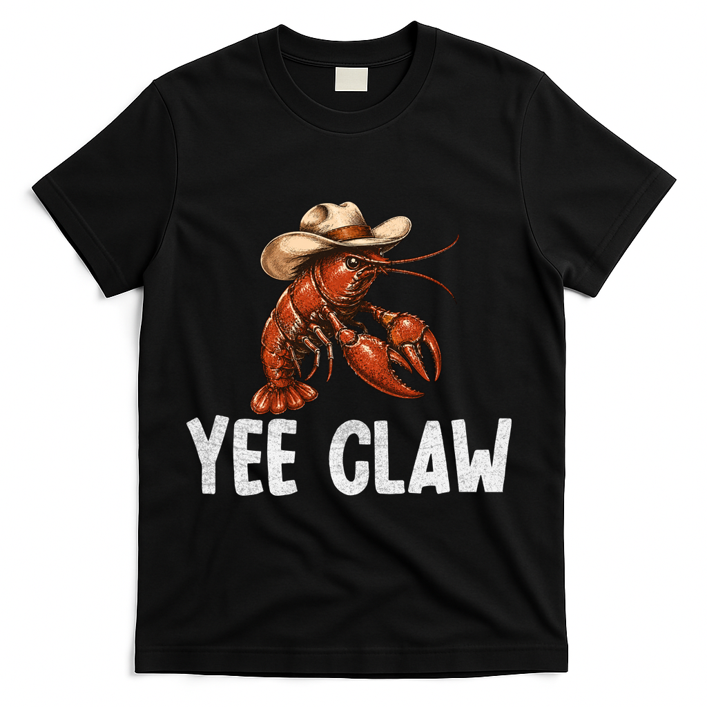 Yee Claw Crawfish Southern Funny Seafood T-Shirt - Black