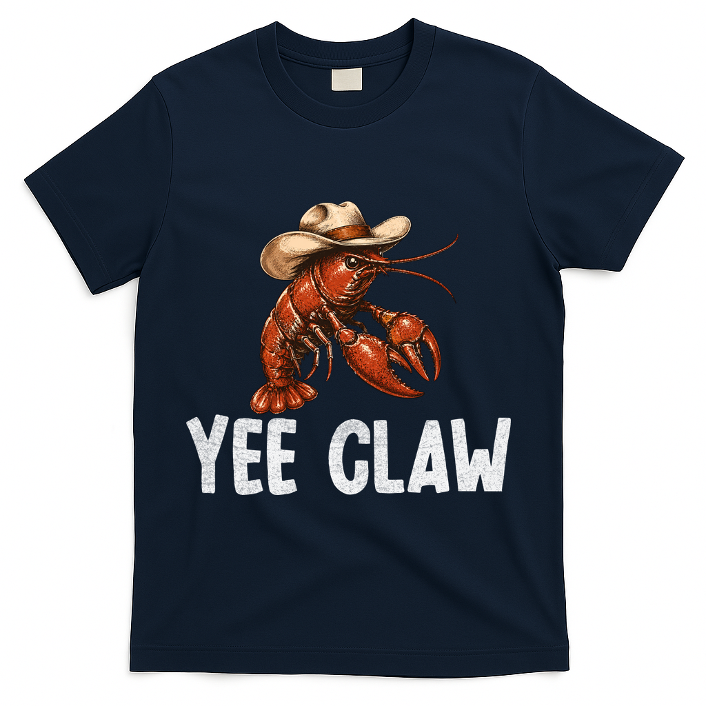Yee Claw Crawfish Southern Funny Seafood T-Shirt - Navy