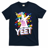 Yeet Colorful Dabbing Dancing Unicorn T-Shirt - Navy