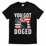You Got Doged Funny Trump Vintage American Flag Doged T-Shirt - Black