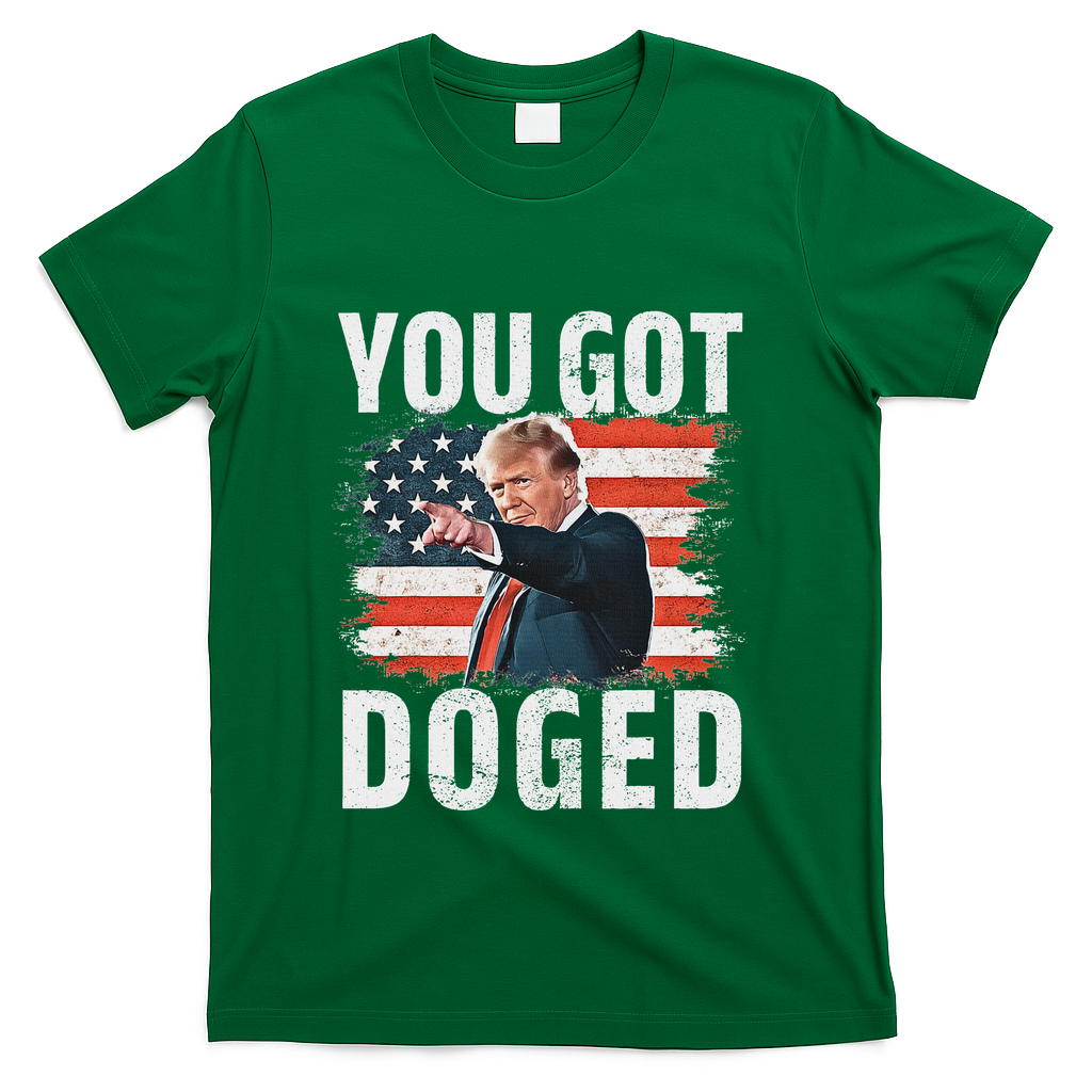 You Got Doged Funny Trump Vintage American Flag Doged T-Shirt - Green