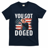You Got Doged Funny Trump Vintage American Flag Doged T-Shirt - Navy