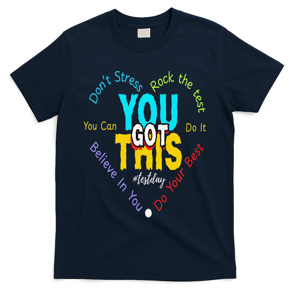 You Got This DonT Stress Rock The Test Test Day Teacher T-Shirt - Navy