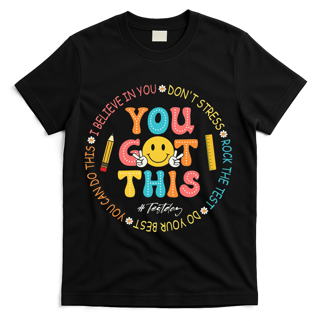 You Got This Don't Stress Rock The Test Day Teacher T-Shirt - Black