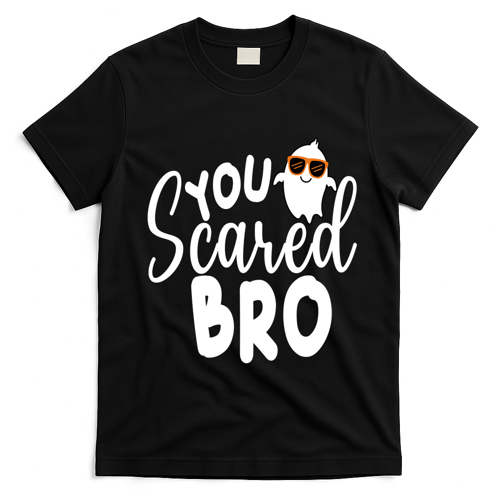 You Scared Bro Funny Halloween Ghost T-Shirt - Black