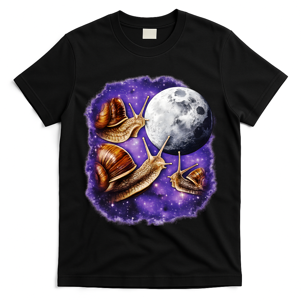 Yearning Snails In Space Moon T-Shirt