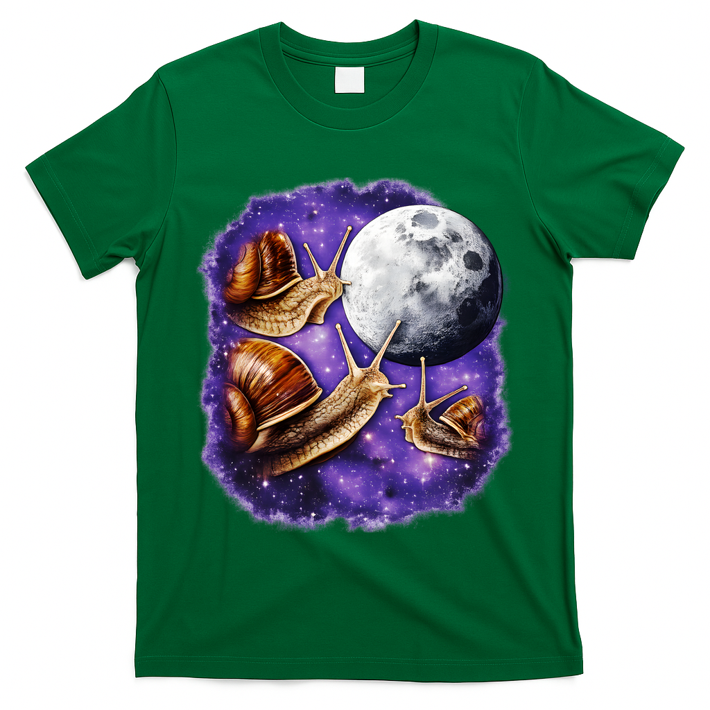 Yearning Snails In Space Moon T-Shirt