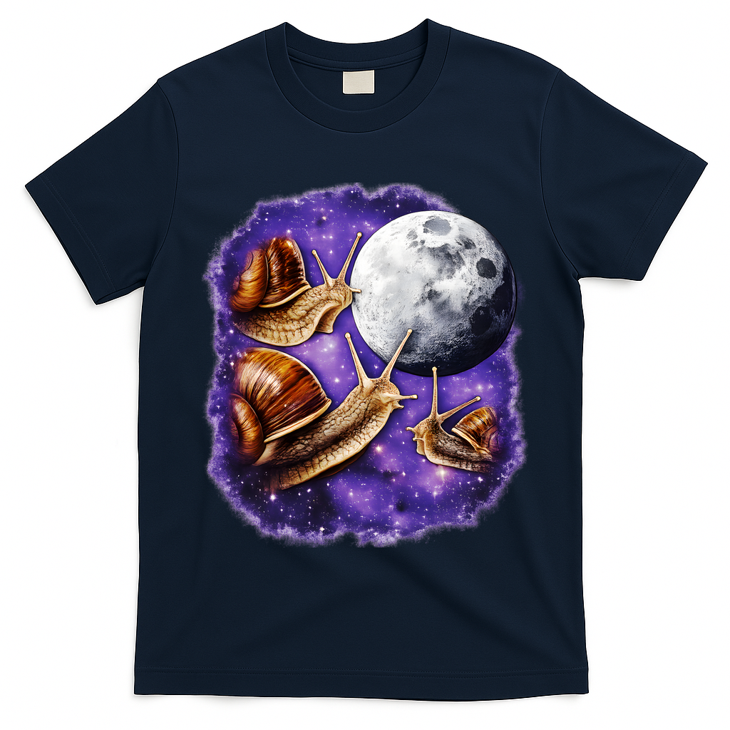 Yearning Snails In Space Moon T-Shirt