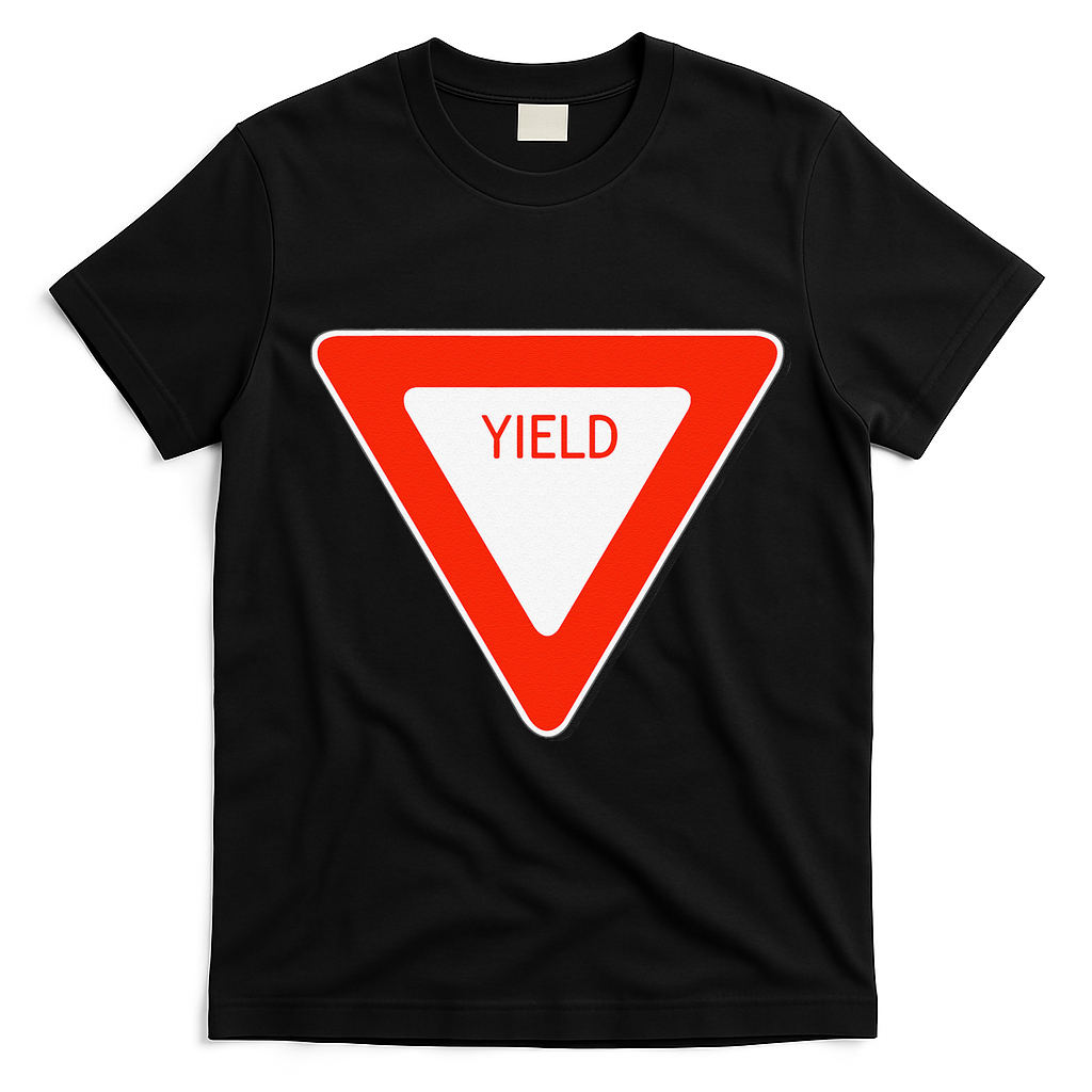 Yield Sign Simple Easy Halloween Costume T-Shirt - Black
